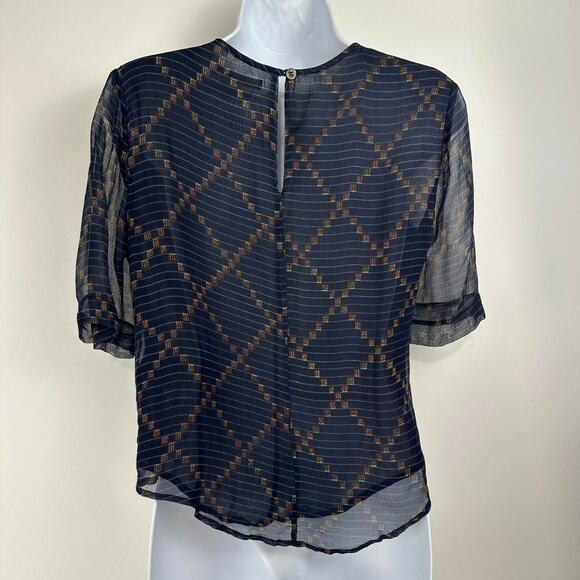 ISABEL MARANT ETOILE SILK BLOUSE WITH RUCHED DETAIL ON SHOULDER WOMENS SIZE 36 - Picture 4 of 8